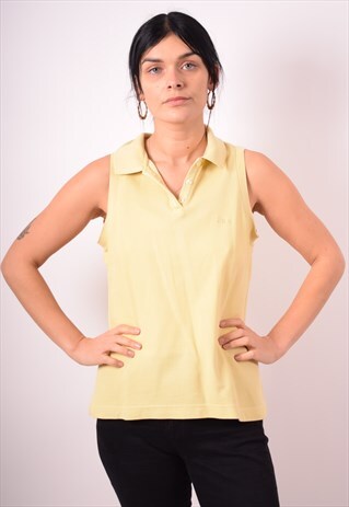 FILA WOMENS VINTAGE POLO SHIRT SMALL YELLOW 90S