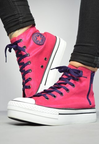 VINTAGE 90S CONVERSE METALLIC PINK PLATFORM HI-TOPS RETRO