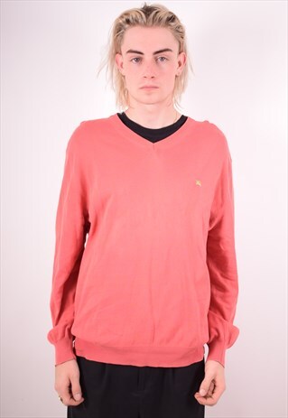 BURBERRY MENS VINTAGE JUMPER SWEATER XL PINK 90S