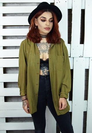 KHAKI GREEN UNISEX SILK SHIRT
