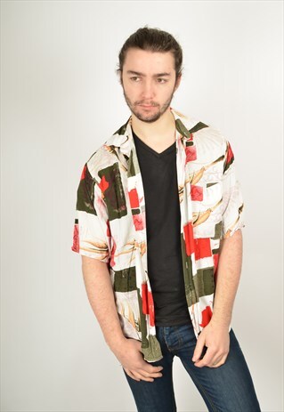 VINTAGE ABSTRACT CRAZY PATTERNED SHIRT