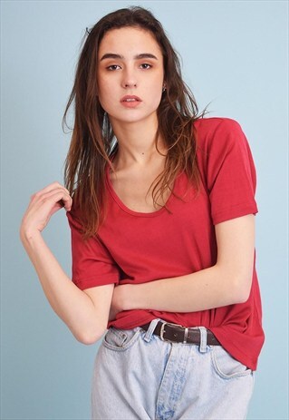 90'S RETRO MINIMALIST BASIC JERSEY T-SHIRT TEE TOP