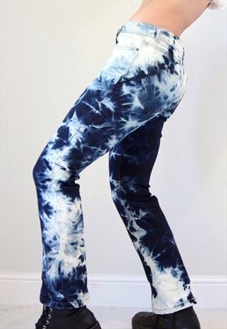 REWORKED ACID WASH TIE DYE BLEACHED VINTAGE BOOTCUT JEANS