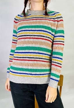 Vintage Size S Stripe Knit Jumper in Multi