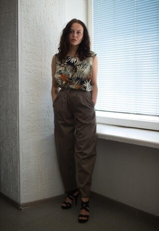 VINTAGE 60'S HIGH WAISTED BROWN TROUSERS