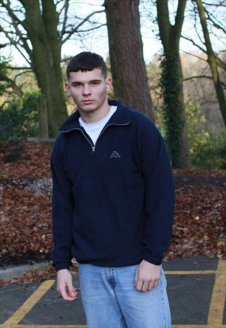 VINTAGE NAVY KAPPA 1/4 ZIP FLEECE