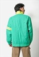 RETRO SKI HOODED COAT GREEN YELLOW MEN'S 80S VINTAGE