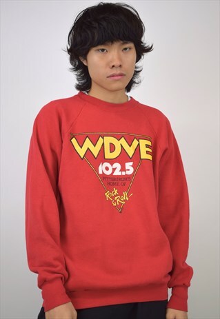 VINTAGE 90S RED 'WDVE' SWEATSHIRT