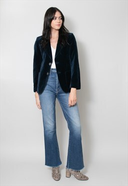 Revival 70's Blue Velvet Ladies Tux Style Blazer Jacket