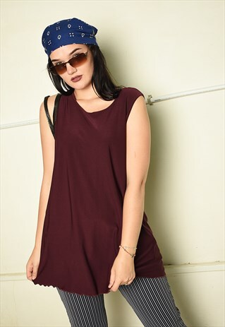 Y2K RETRO MINIMALIST STRETCH TUNIC TOP IN PURPLE