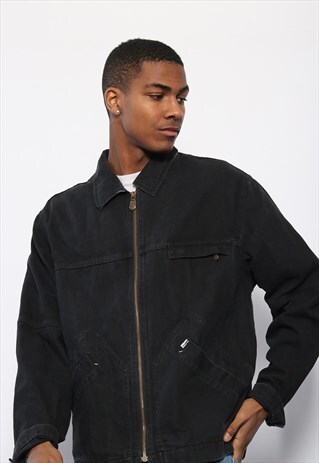 VINTAGE LEVIS DENIM ZIP UP JACKET BLACK