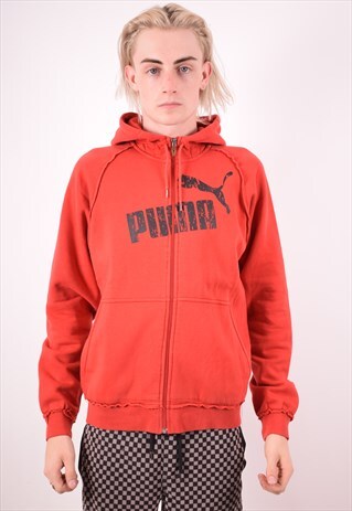 PUMA MENS VINTAGE HOODIE JACKET SMALL RED 90S