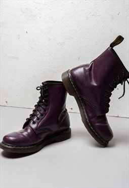 Purple dr marten steel toe capped 8-hole lacing boots
