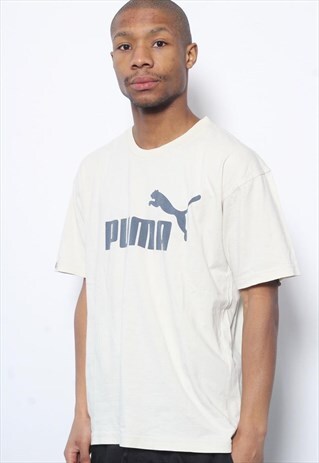 VINTAGE PUMA BIG LOGO T-SHIRT BEIGE