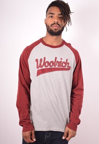 WOOLRICH MENS VINTAGE TOP LONG SLEEVE LARGE GREY 90S