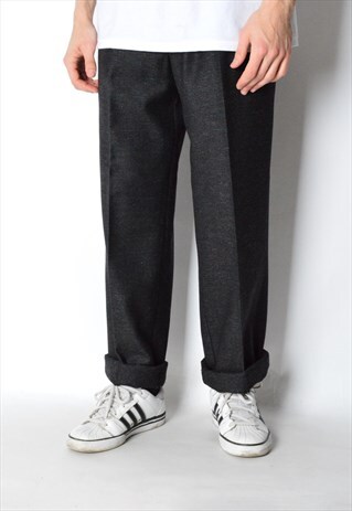VINTAGE 70S DARK GREY WOOL SILK BLEND PANTS