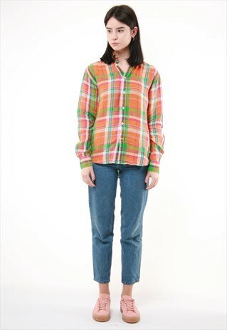 00S VINTAGE POLO RALPH LAUREN LINEN CHECKED SHIRT 299