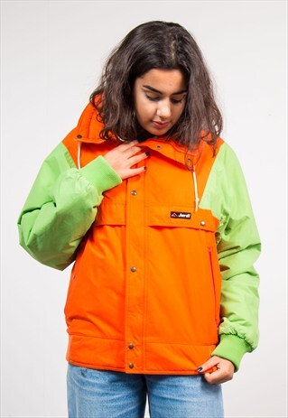 VINTAGE 90'S BRIGHT ORANGE PADDED SKI COAT