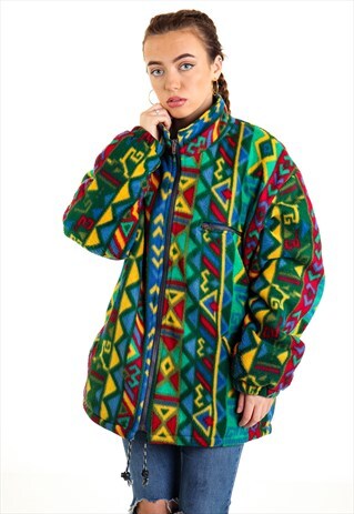 VINTAGE PATTERNED FLEECE JACKET J2591