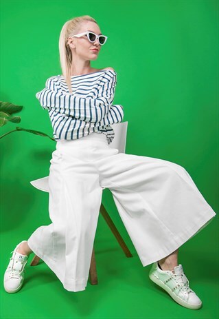 HIGH WAIST CULOTTES WITH POCKETS IN WHITE