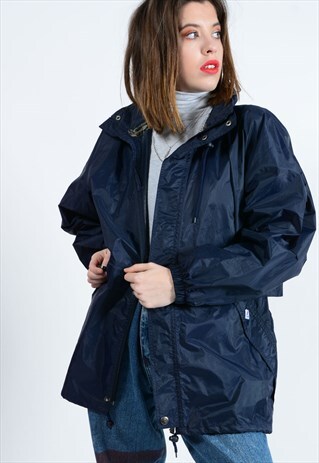 VINTAGE K-WAY OVERSIZED WINDBREAKER IN BLUE