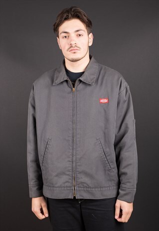 GREY ZIP UP HARRINGTON JACKET BY DICKIES