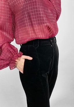 Bogner Vintage 80's Black Velvet Ladies High Rise Trousers