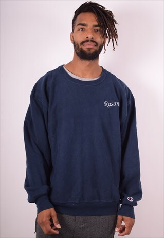 CHAMPION MENS VINTAGE SWEATSHIRT JUMPER XL NAVY BLUE 90S