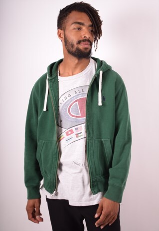 POLO RALPH LAUREN MENS VINTAGE HOODIE JACKET MEDIUM GREEN 90