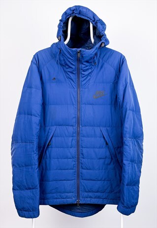 VINTAGE NIKE PADDED PUFFER JACKET BLUE MEDIUM
