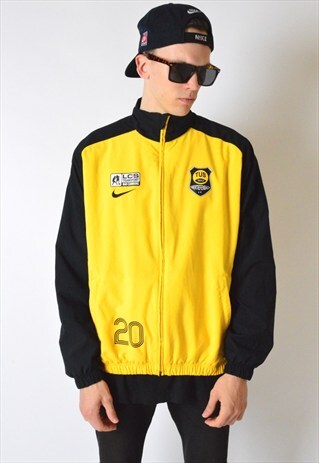 VINTAGE 90S YELLOW COLOUR BLOCK NIKE TRACK JACKET