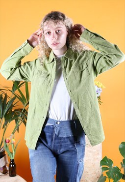 Vintage Festival Corduroy Shirt Shacket Green Long-sleeves
