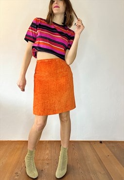 1970's vintage orange chenille mini skirt