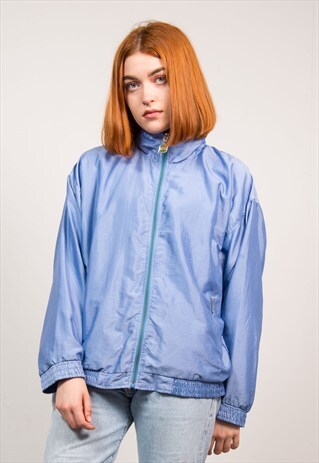 VINTAGE 90'S PASTEL BLUE SHELLSUIT TRACKSUIT JACKET
