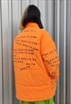 GRAFFITI LETTER BOMBER QUILTED PUFFER JACKET IN ORANGE