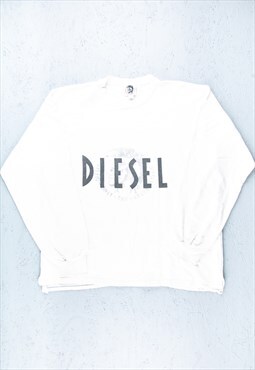 90s Diesel White Big Spell Out Logo Sweatshirt - B2763