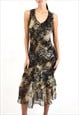 VINTAGE Y2K FRILLY MIDI DRESS IN ANIMAL PRINT