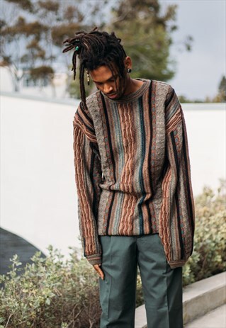 COOGI STYLE 90S LUXURY GEOMETRIC PATTERN CHUNKY JUMPER