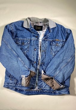 Vintage Size Large Wrangler Denim Jacket In Blue 