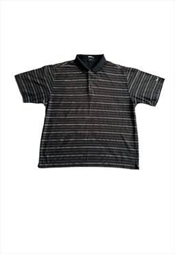 Vintage 00s Nike polo shirt XL brown grey striped cotton 