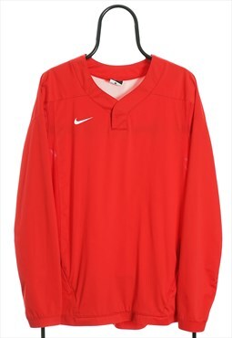 Vintage Nike Red Button Neck Tracksuit Top Womens