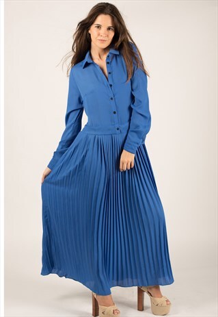 ELEGANT PLAIN COLOR CHIFFON FULL LENGTH PLEATED MAXI DRESS