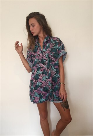 CRAZY PATTERNED VINTAGE RETRO FESTIVAL OVERSIZED SHIRT