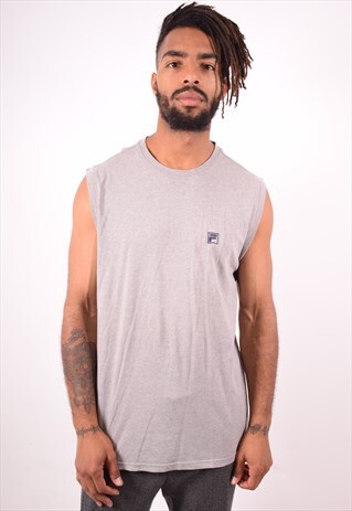 FILA MENS VINTAGE VEST TOP LARGE GREY 90S