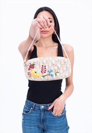 RARE - VINTAGE CHRISTIAN DIOR MONOGRAM EMBROIDERED BAG