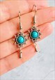 ANTIQUE STYLE TURQUOISE DEW DROP EARRINGS