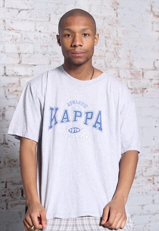 VINTAGE KAPPA BIG PRINT LOGO T-SHIRT GREY