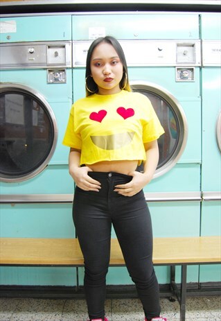 'LOVE HEARTS' EMOJI VALENTINES DAY CROP TOP