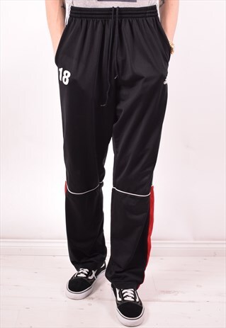 ADIDAS MENS VINTAGE TRACKSUIT TROUSERS MEDIUM BLACK 90S