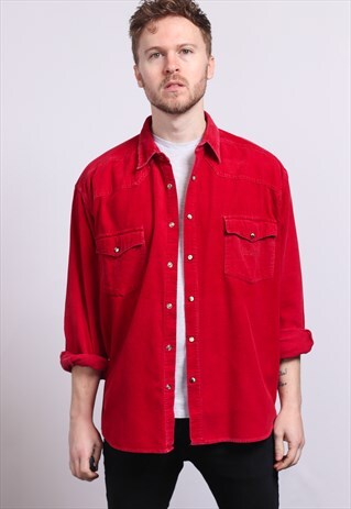 VINTAGE CORDUROY CORD SHIRT RED